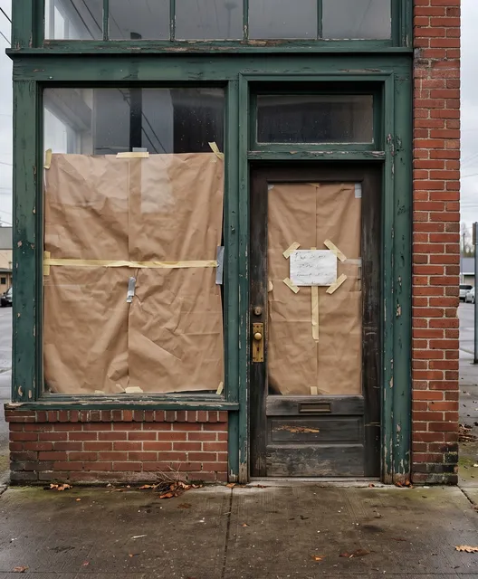 Closed storefront during business interruption
