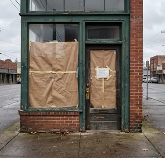Closed storefront during business interruption