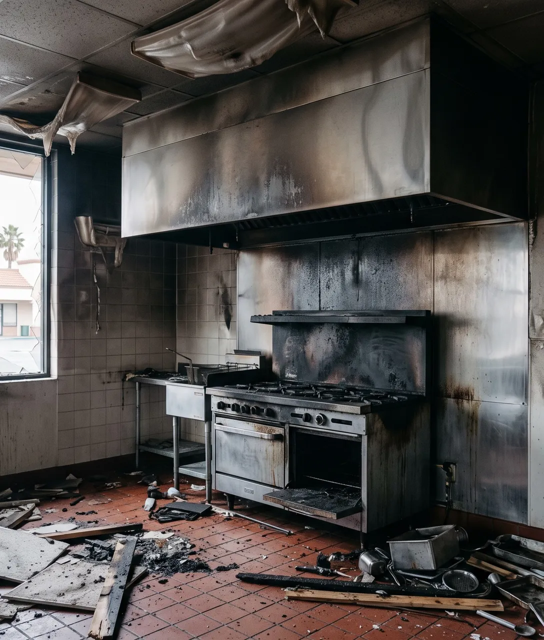 Commercial building interior after a fire