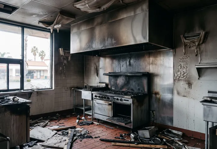 Commercial building interior after a fire