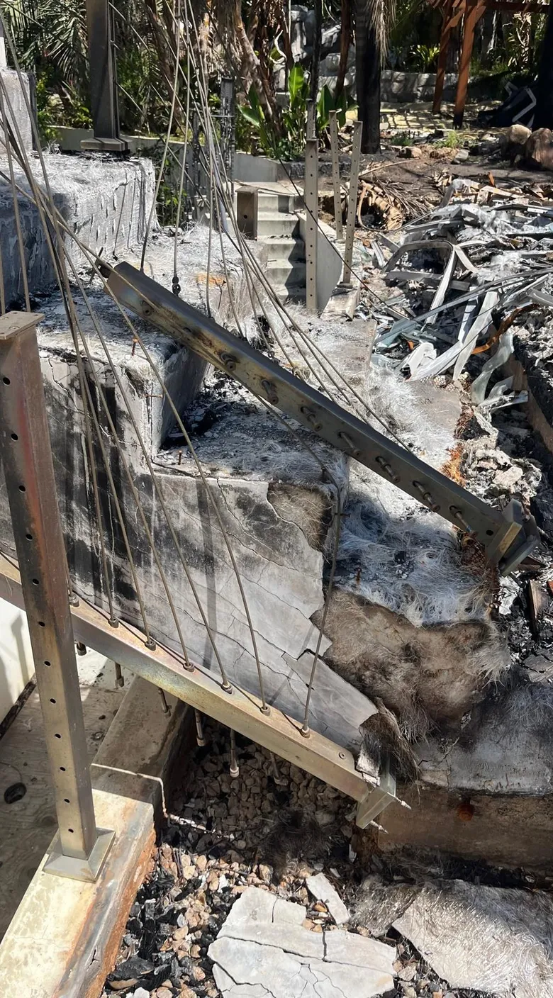 Fire damage photographed during a Blue Star field inspection.